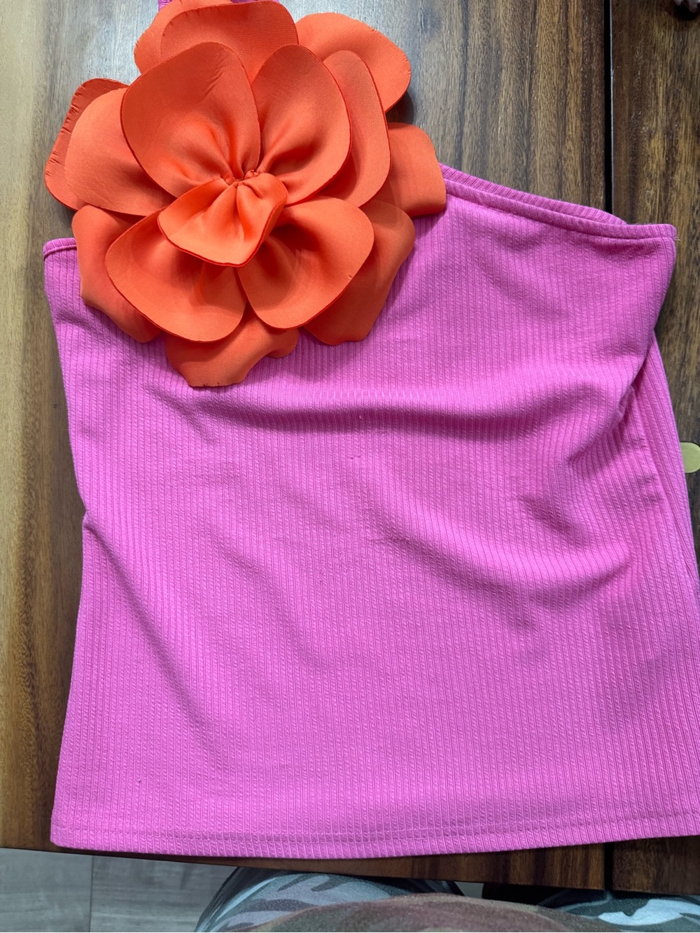 SHEIN Hot Pink Ribbed Tube Top